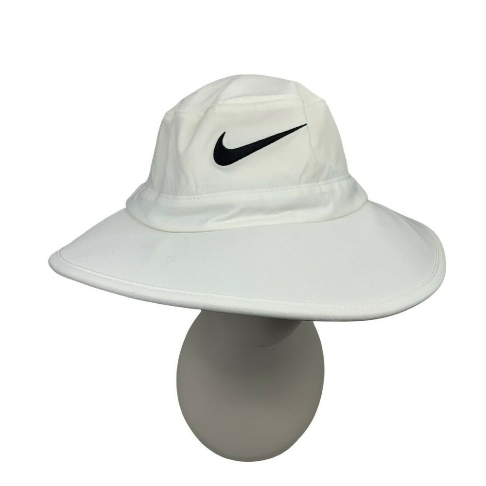 Nike Golf Dri-FIT Bucket Hat Sun Cap White Black Logo 639686-100 Men’s Size M  L - Picture 2 of 10